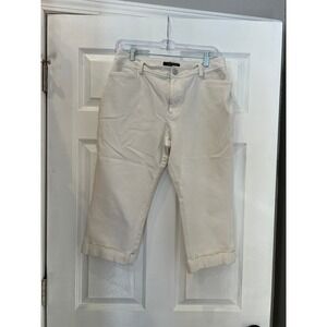 Lauren Ralph Lauren Capri Pants Cotton Blend Cream Cuffed Mid Rise 10 Old Money